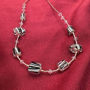 VTG Sterling .925 Silver Necklace w/ Glass Beads Necklace